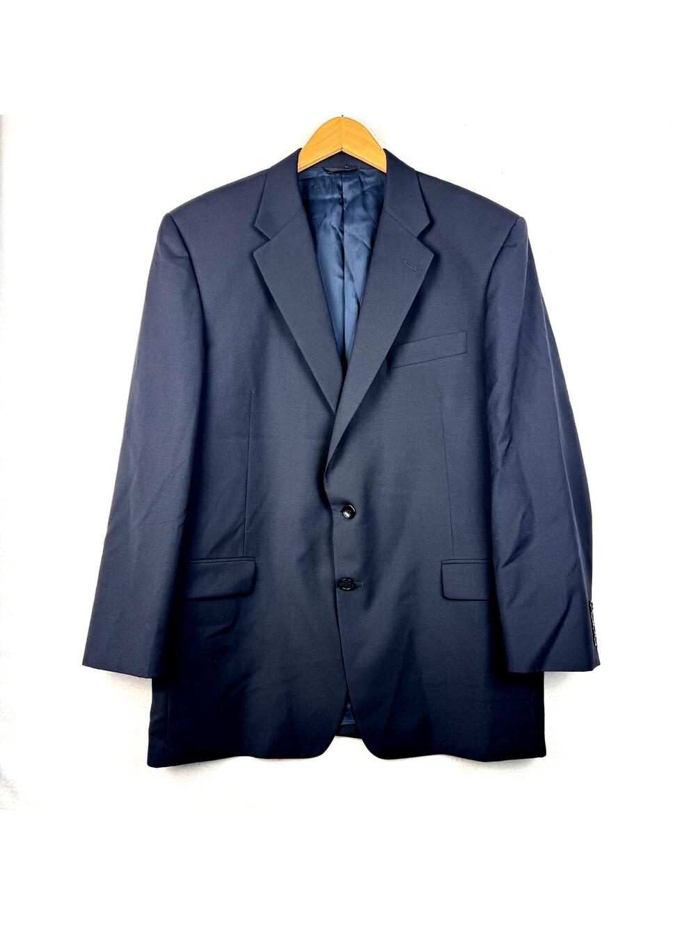 Vintage Neiman Marcus Dark Navy Blue Wool Blazer Suit Coat Made USA Mens 44R